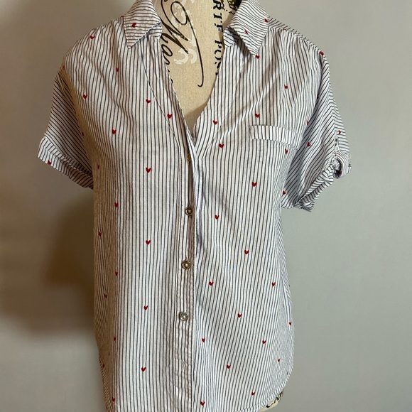 Candie's White and Red Striped Casual Shirt - Picture 1 of 9